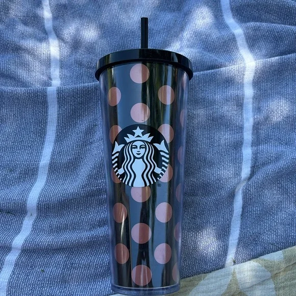 Starbucks black/rose gold polka dot venti tumbler. New!
